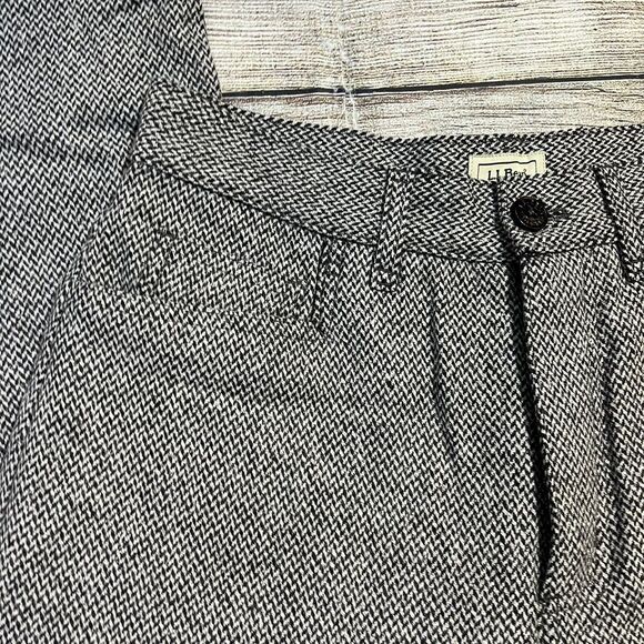 Vintage L.L. Bean Women's 8 30 Virgin Wool Silk Trouser Pants Chevron Gray 0BGB7 - Picture 3 of 7